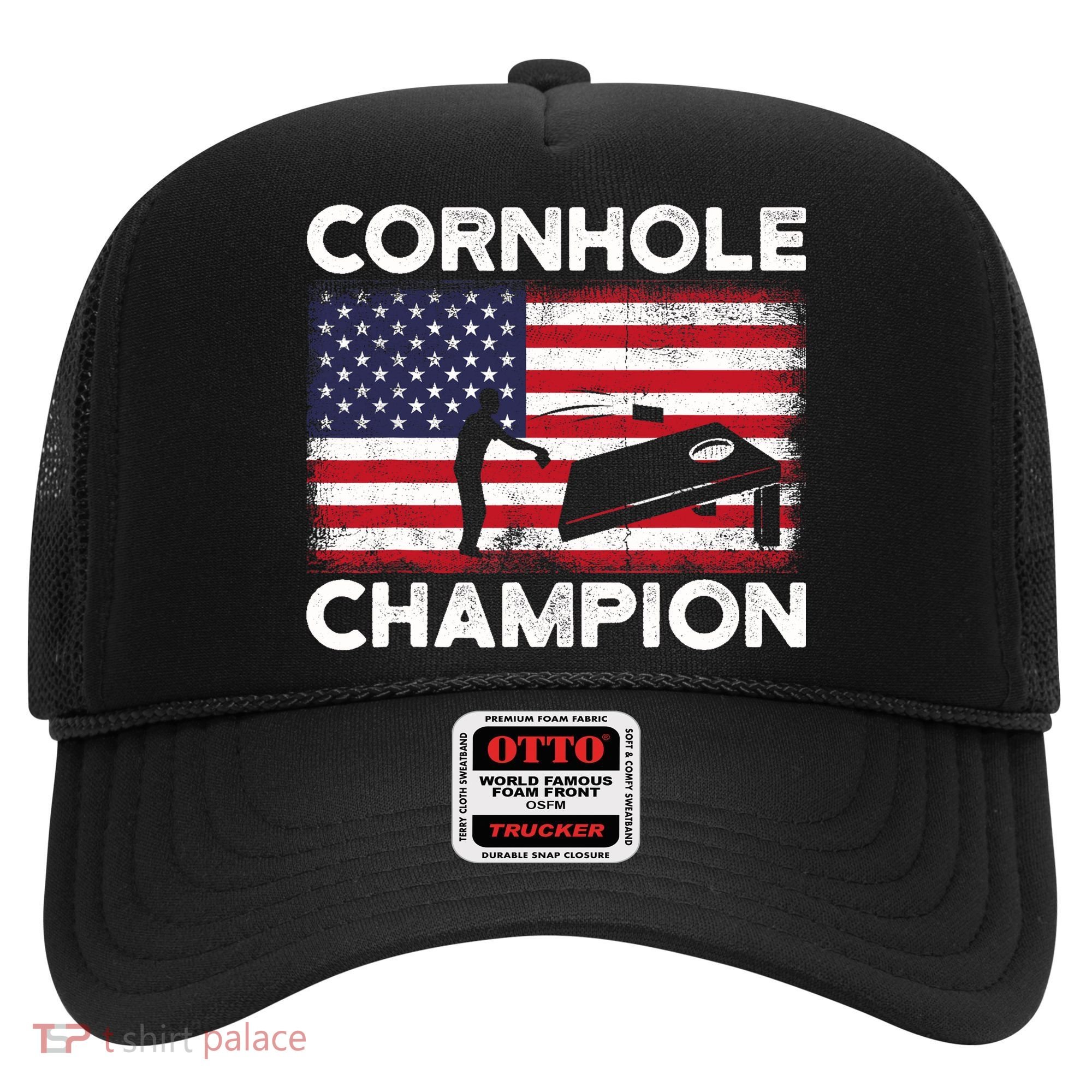 Cornhole Champion American Flag USA July 4th Cornhole Hat