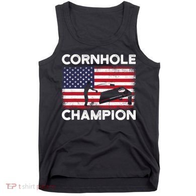 Cornhole Champion American Flag USA July 4th Cornhole Tank Top