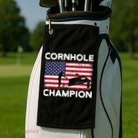 Cornhole Champion American Flag USA July 4th Cornhole Golf Towel thumb 2