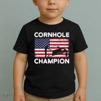Cornhole Champion American Flag USA July 4th Cornhole Toddler T-Shirt thumb 2