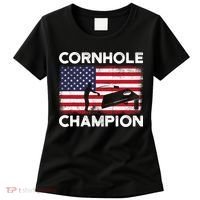 Cornhole Champion American Flag USA July 4th Cornhole Women's T-Shirt thumb 0