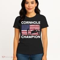 Cornhole Champion American Flag USA July 4th Cornhole Women's T-Shirt thumb 4