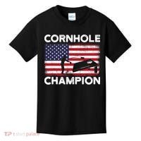 Cornhole Champion American Flag USA July 4th Cornhole Kids T-Shirt thumb 0