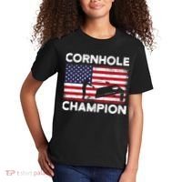 Cornhole Champion American Flag USA July 4th Cornhole Kids T-Shirt thumb 2
