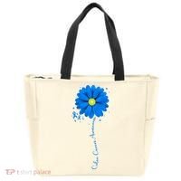 Colon Cancer Awareness Ribbon Daisy Tote Bag thumb 0
