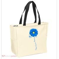 Colon Cancer Awareness Ribbon Daisy Tote Bag thumb 2