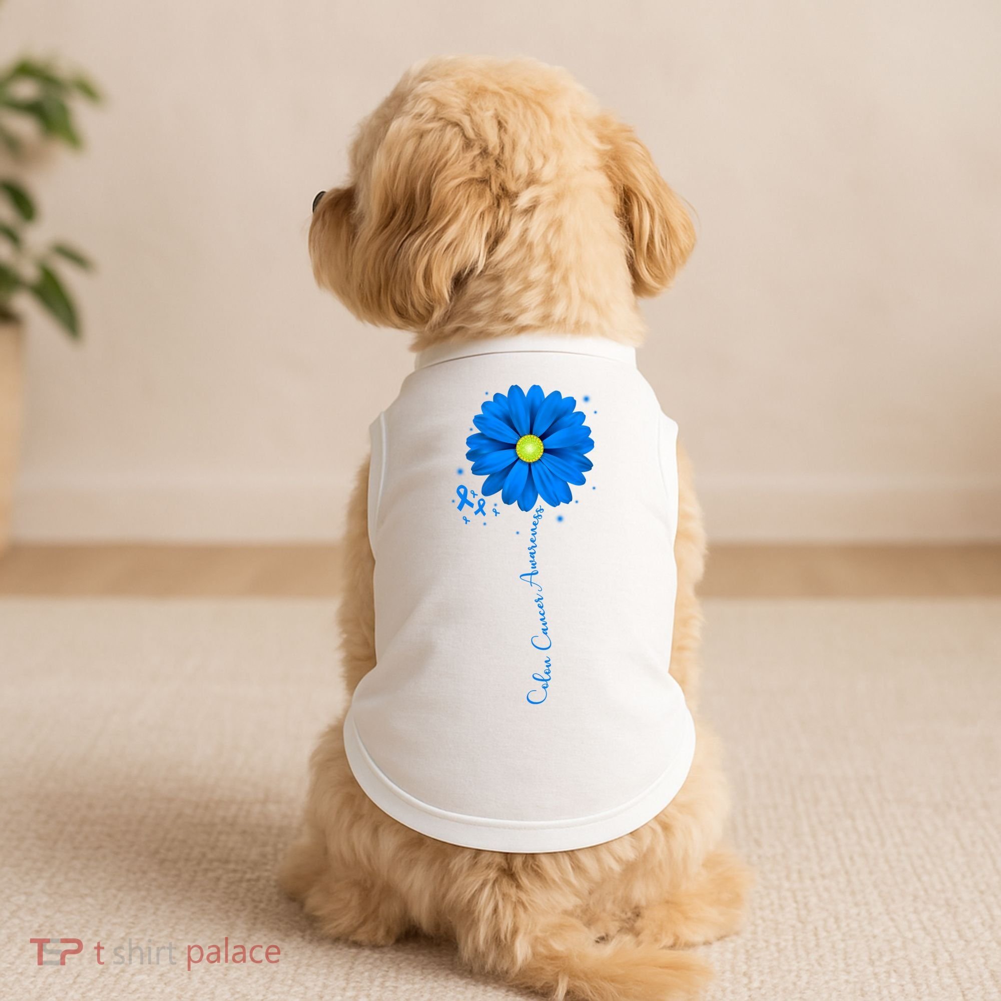 Colon Cancer Awareness Ribbon Daisy Doggie Tank