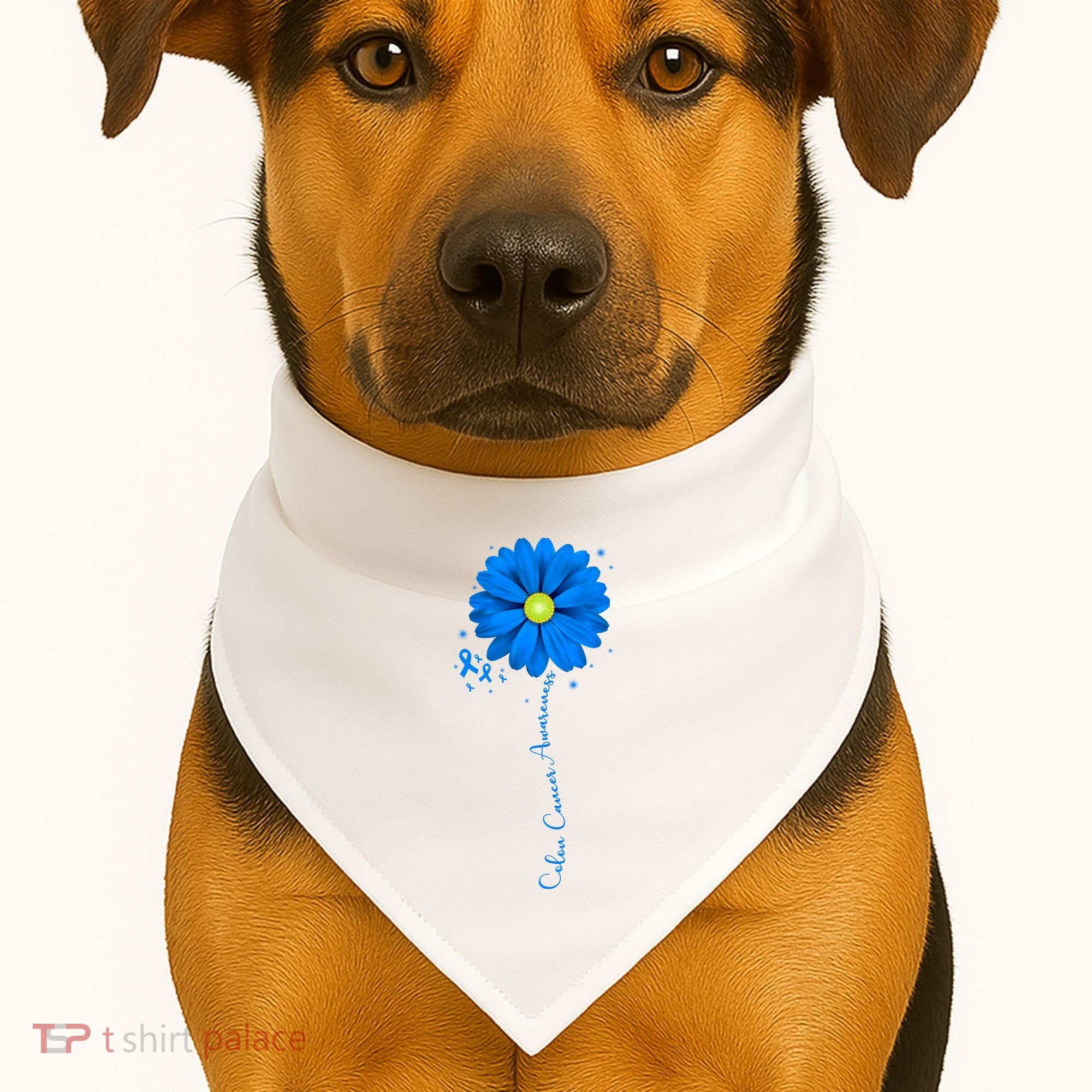 Colon Cancer Awareness Ribbon Daisy USA-Made Doggie Bandana