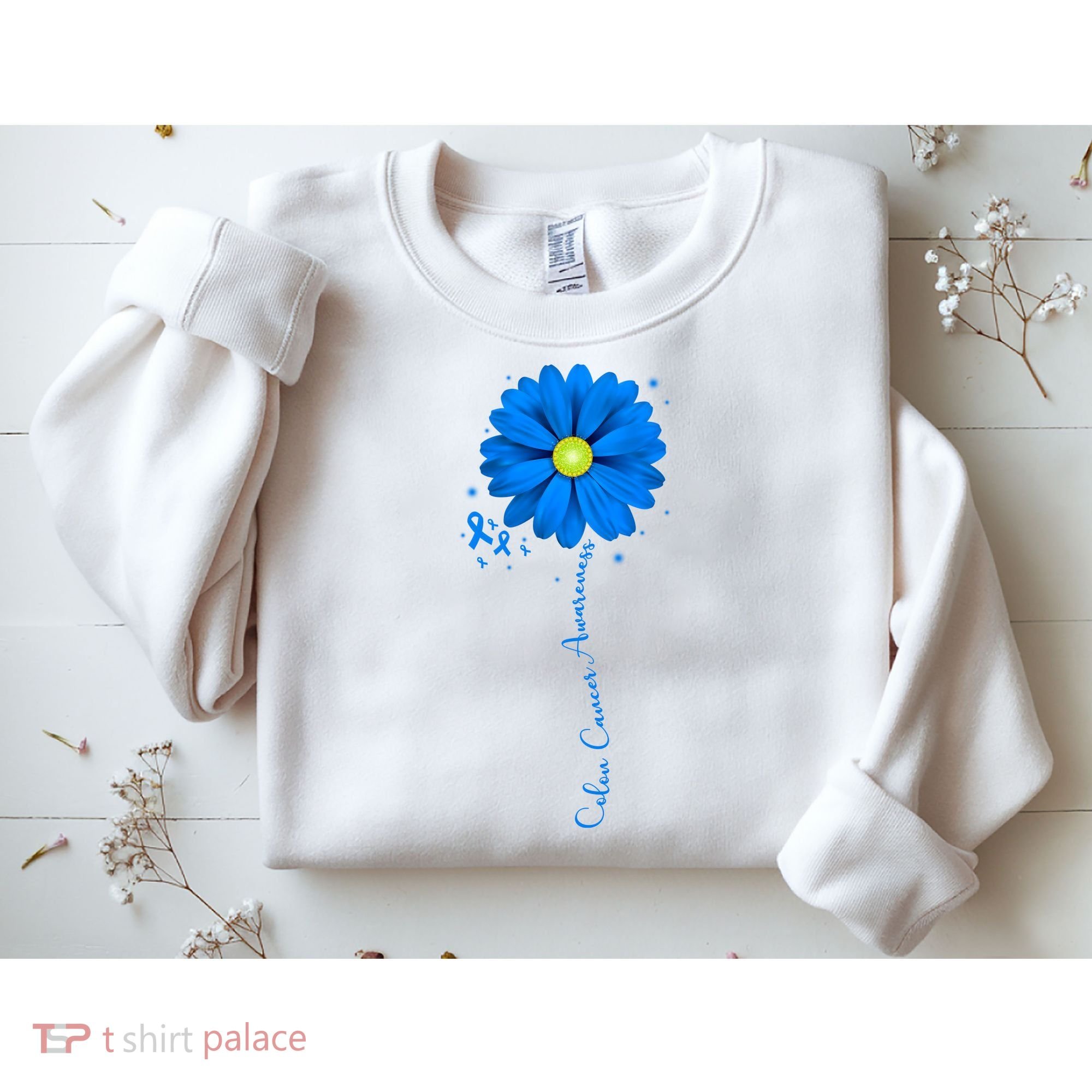 Colon Cancer Awareness Ribbon Daisy Sweatshirt