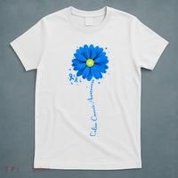 Colon Cancer Awareness Ribbon Daisy T-Shirt thumb 5