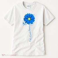 Colon Cancer Awareness Ribbon Daisy Tall T-Shirt thumb 0
