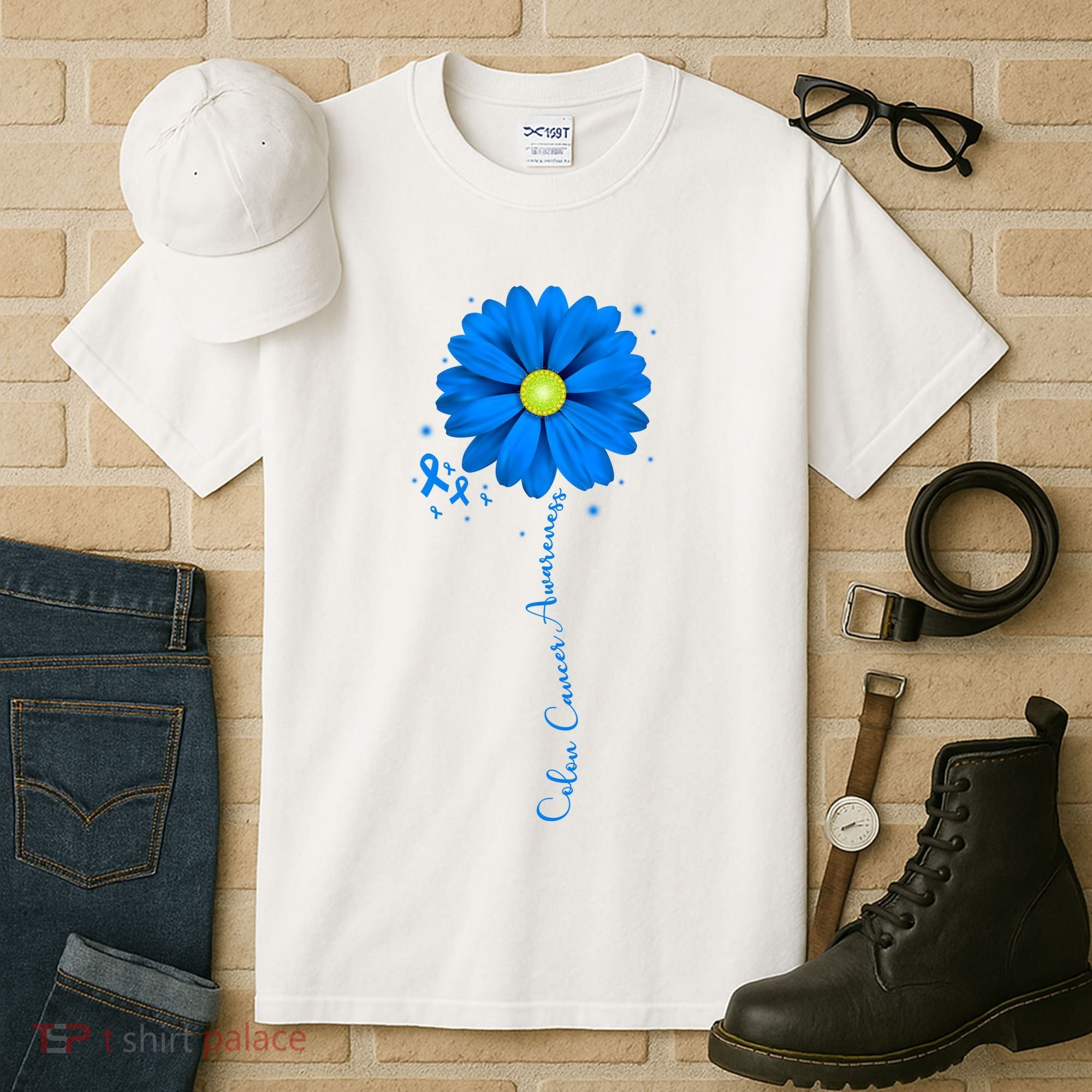 Colon Cancer Awareness Ribbon Daisy Tall T-Shirt
