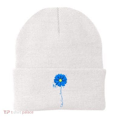 Colon Cancer Awareness Ribbon Daisy Beanie