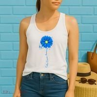 Colon Cancer Awareness Ribbon Daisy Women's Tank Top thumb 2