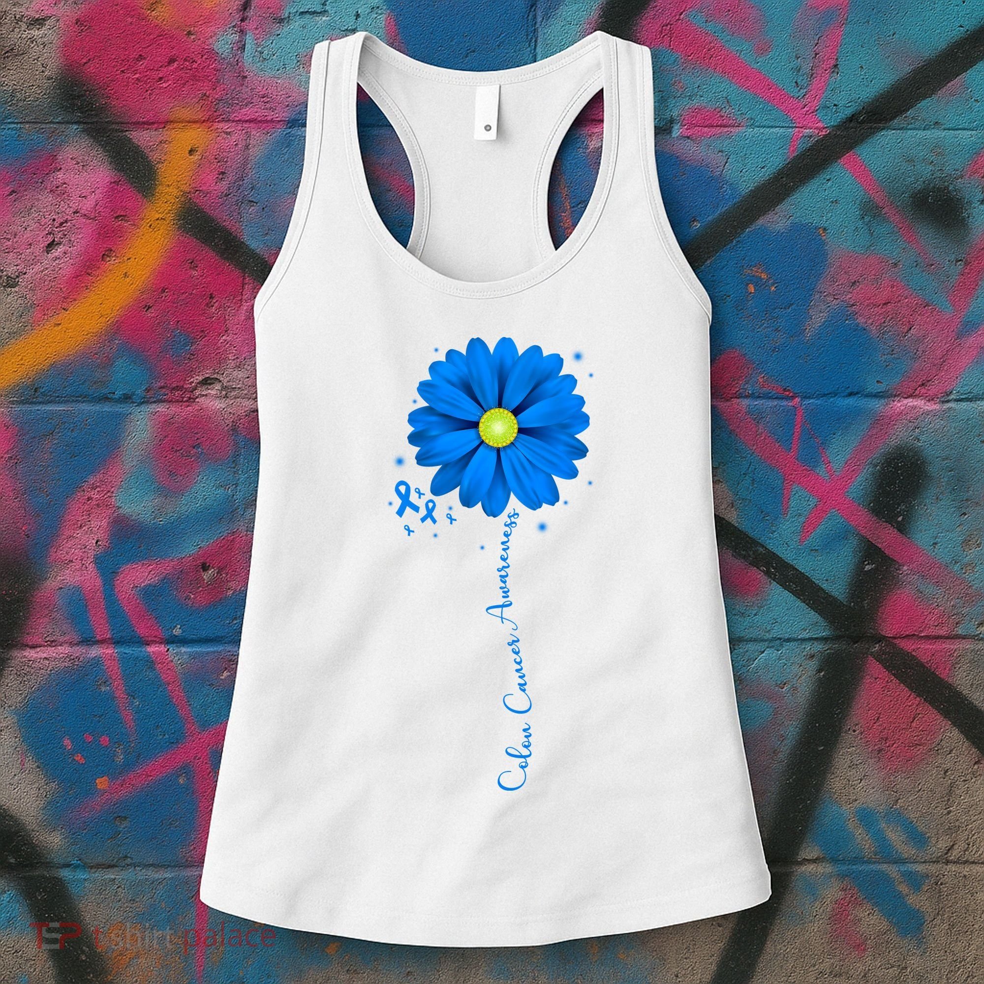 Colon Cancer Awareness Ribbon Daisy Women's Tank Top