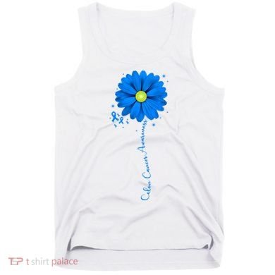 Colon Cancer Awareness Ribbon Daisy Tank Top