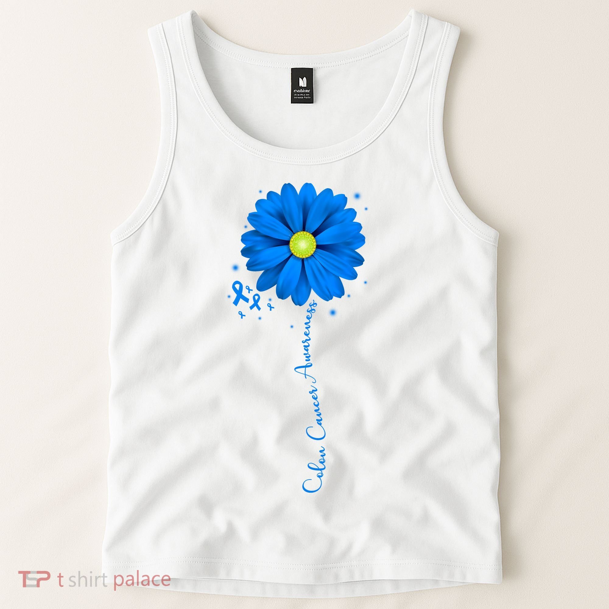 Colon Cancer Awareness Ribbon Daisy Tank Top