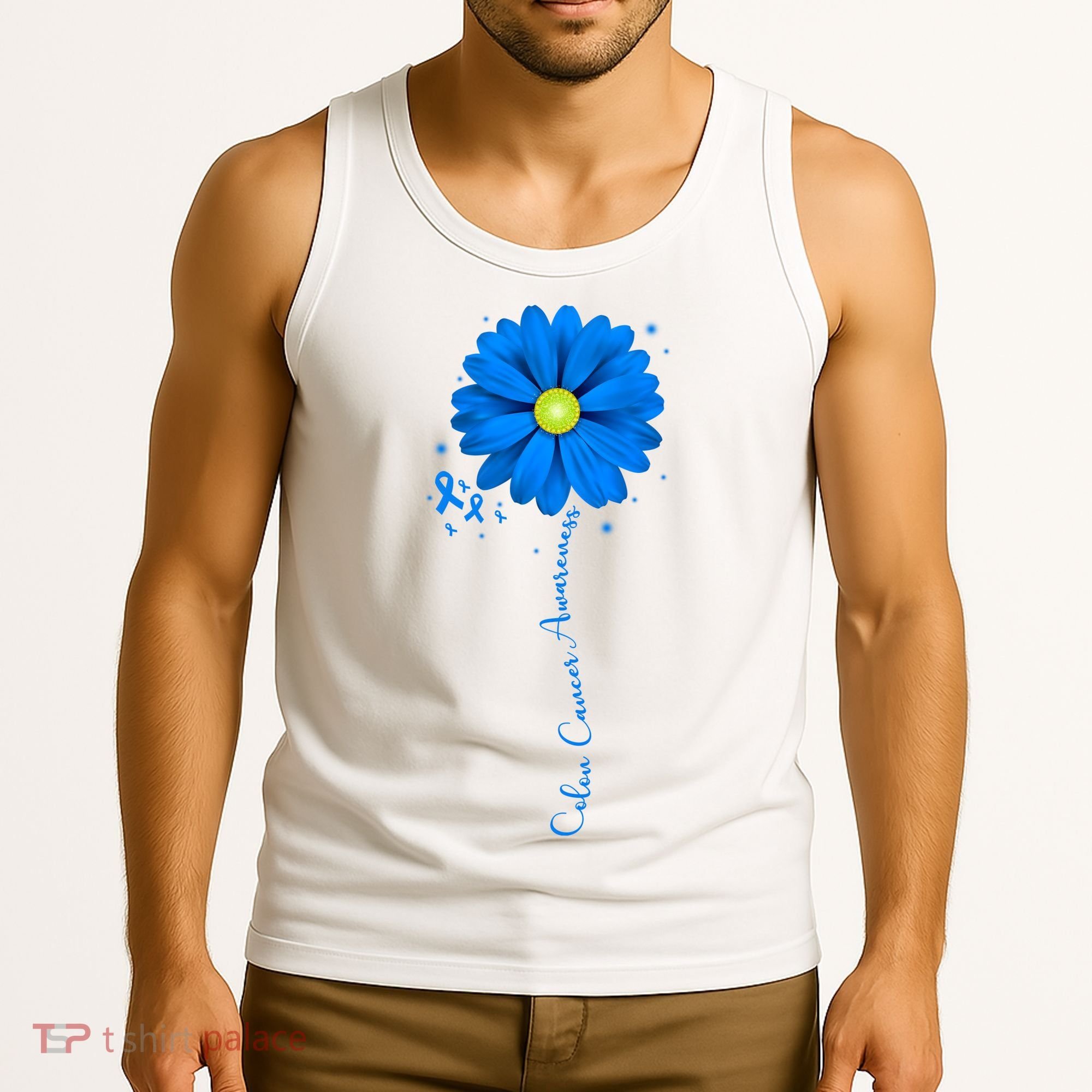 Colon Cancer Awareness Ribbon Daisy Tank Top
