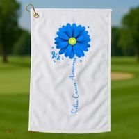 Colon Cancer Awareness Ribbon Daisy Golf Towel thumb 1