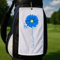 Colon Cancer Awareness Ribbon Daisy Golf Towel thumb 2