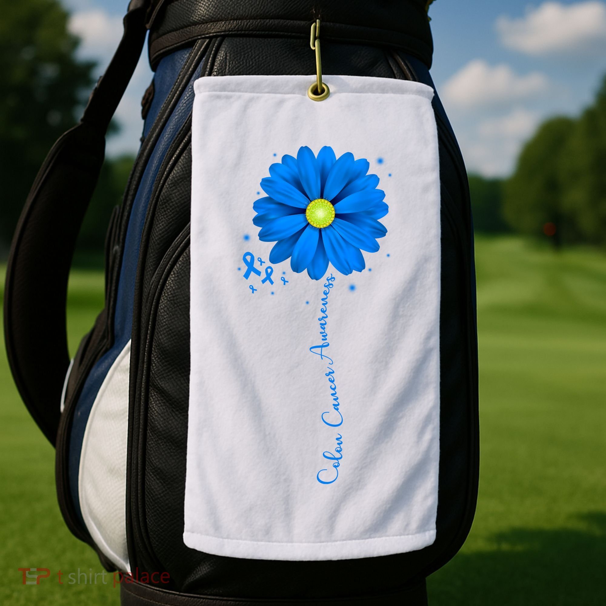 Colon Cancer Awareness Ribbon Daisy Golf Towel