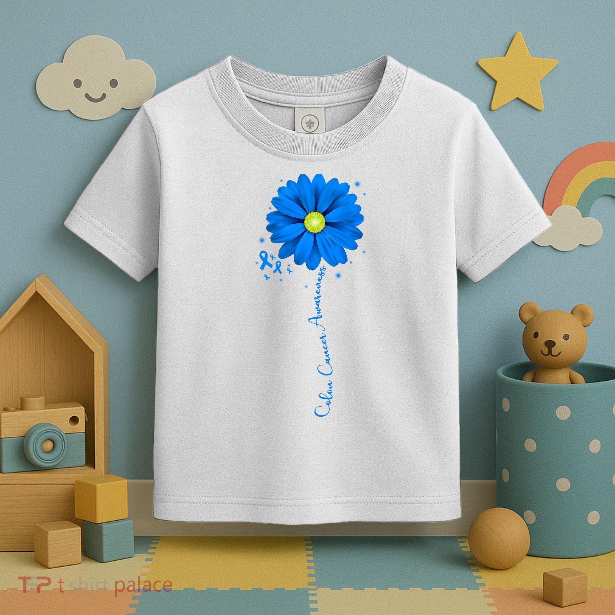Colon Cancer Awareness Ribbon Daisy Toddler T-Shirt