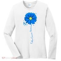 Colon Cancer Awareness Ribbon Daisy Women's Long Sleeve Shirt thumb 0