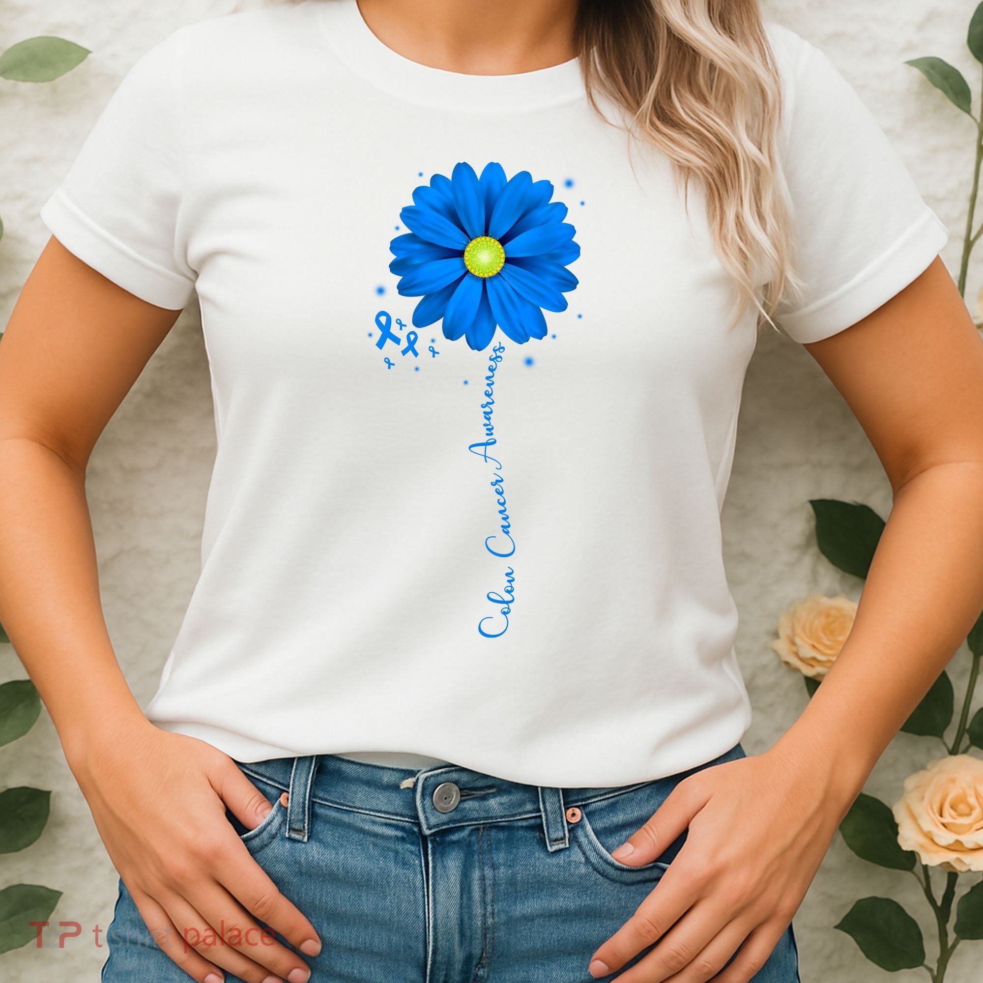 Colon Cancer Awareness Ribbon Daisy Women's T-Shirt
