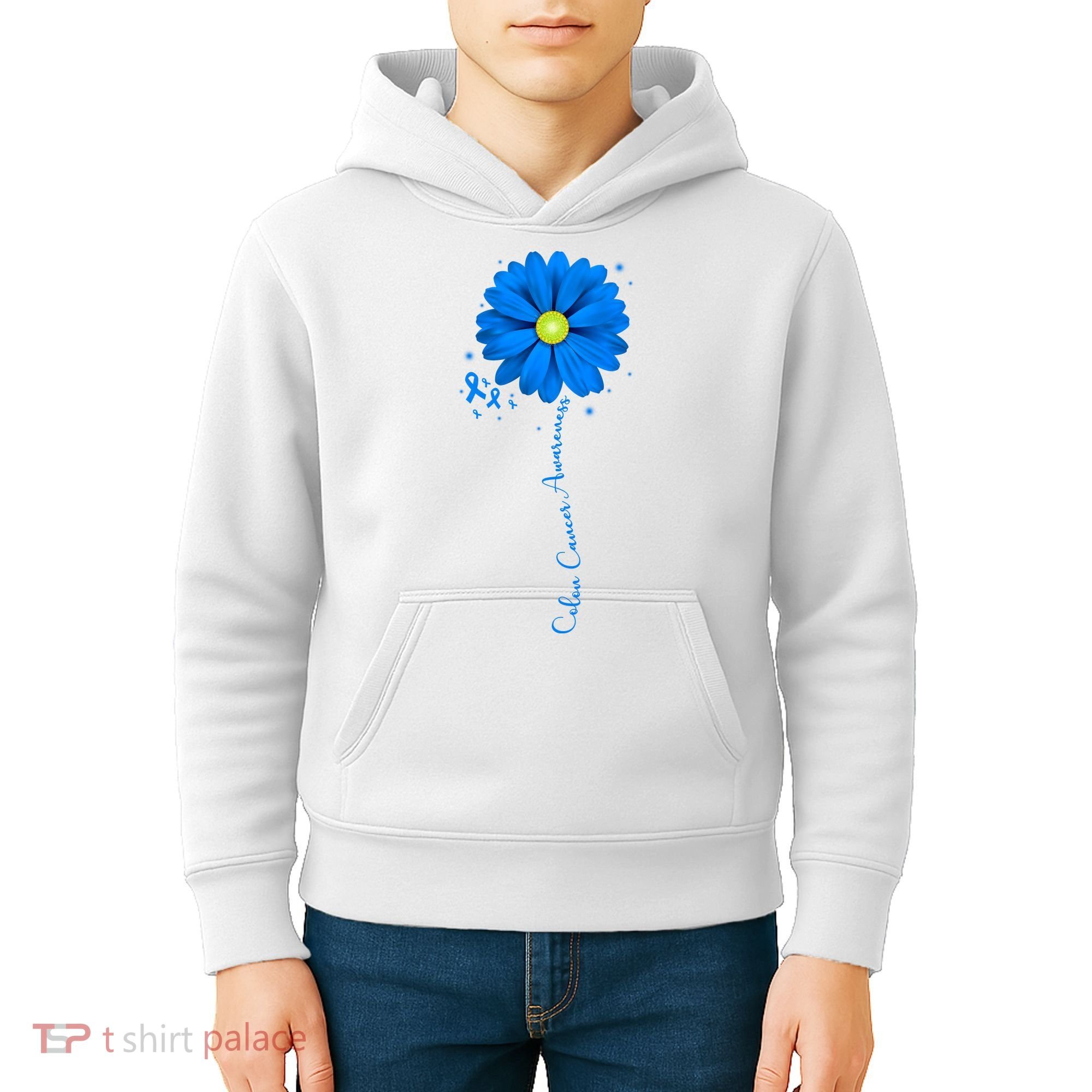 Colon Cancer Awareness Ribbon Daisy Kids Hoodie
