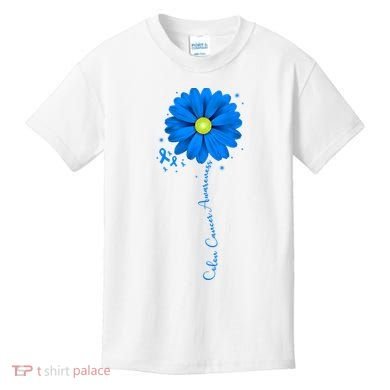 Colon Cancer Awareness Ribbon Daisy Kids T-Shirt