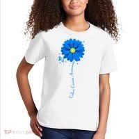 Colon Cancer Awareness Ribbon Daisy Kids T-Shirt thumb 2