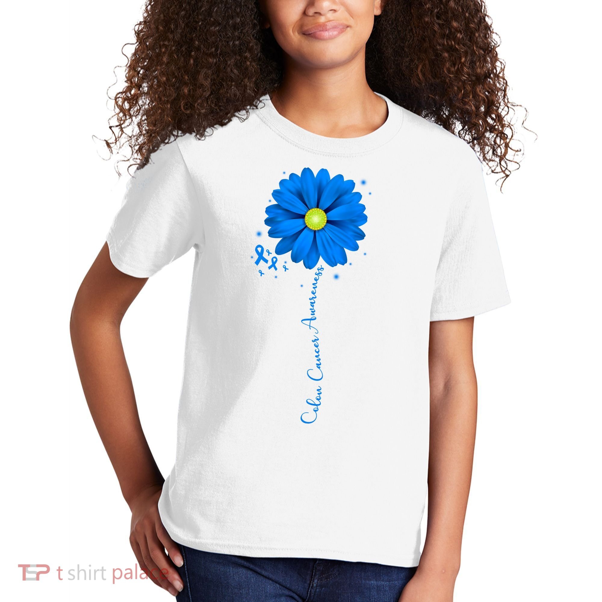 Colon Cancer Awareness Ribbon Daisy Kids T-Shirt