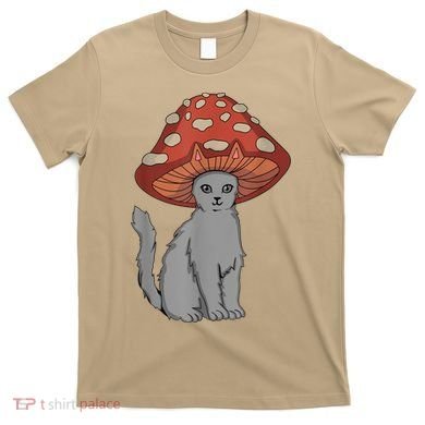 Cottagecore Cats Aesthetic Cat Mushroom Hat Kawaii T-Shirt