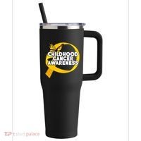 Childhood Cancer Awareness Butterfly Ribbon 40oz Vacuum Insulated Stainless Steel Travel Tumbler thumb 0