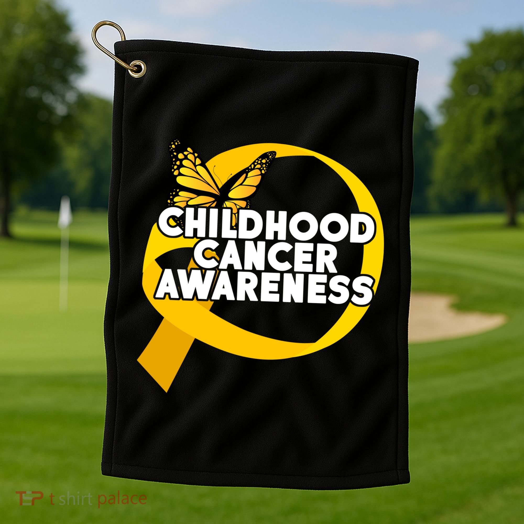 Childhood Cancer Awareness Butterfly Ribbon Golf Towel