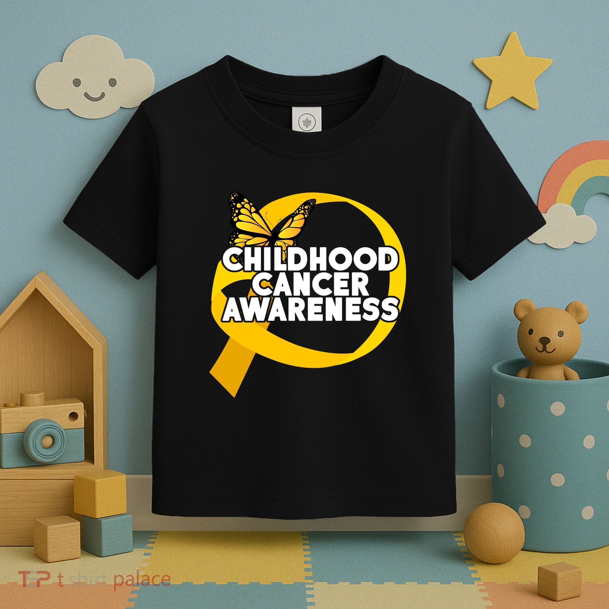 Childhood Cancer Awareness Butterfly Ribbon Toddler T-Shirt