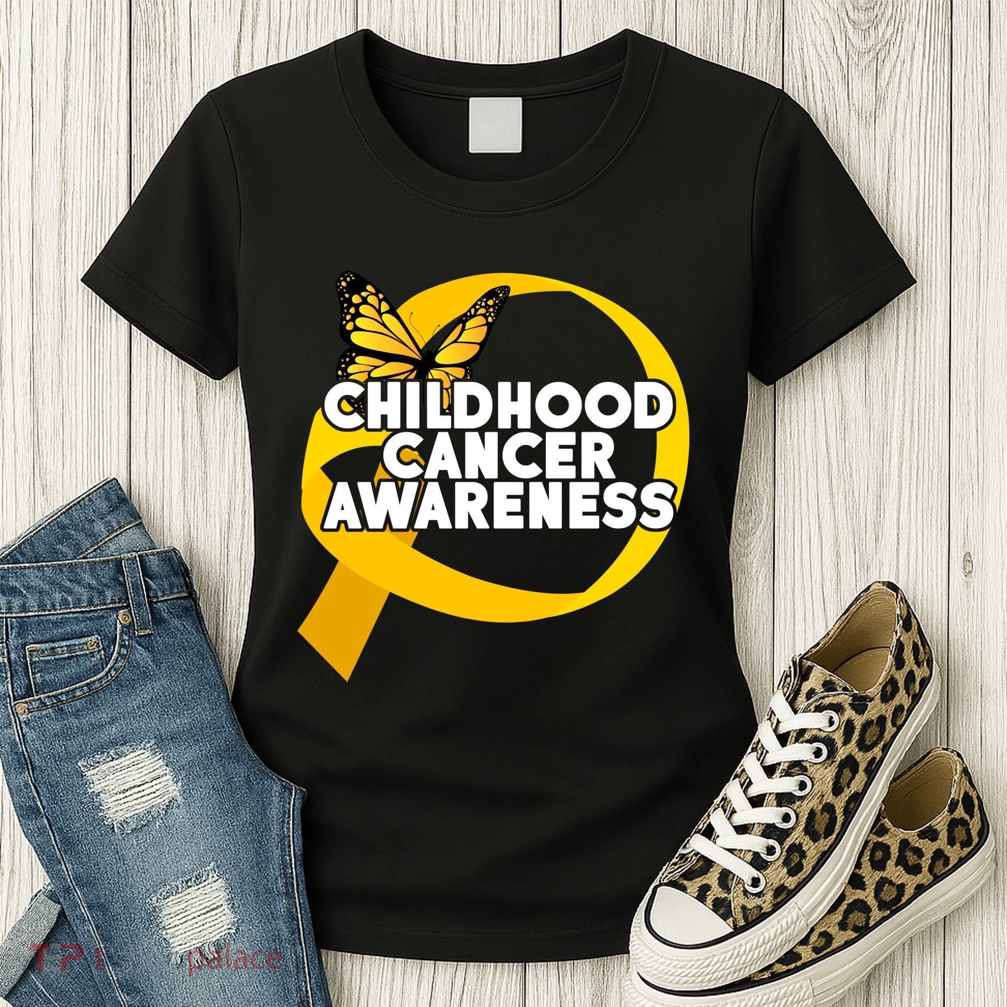 Childhood Cancer Awareness Butterfly Ribbon Women's T-Shirt