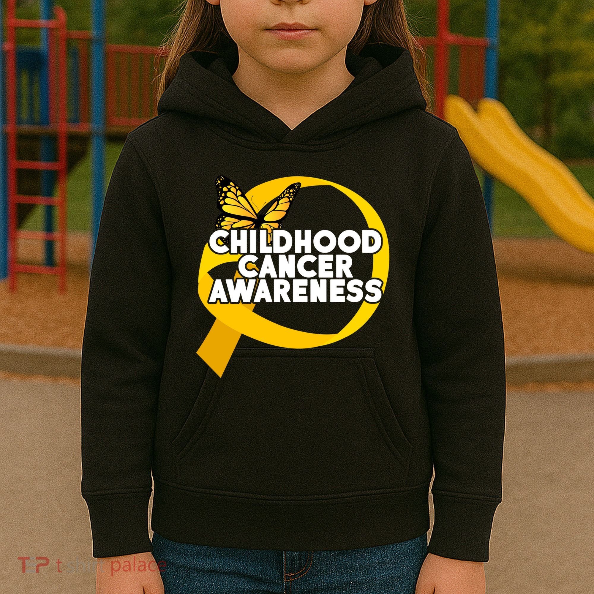 Childhood Cancer Awareness Butterfly Ribbon Kids Hoodie