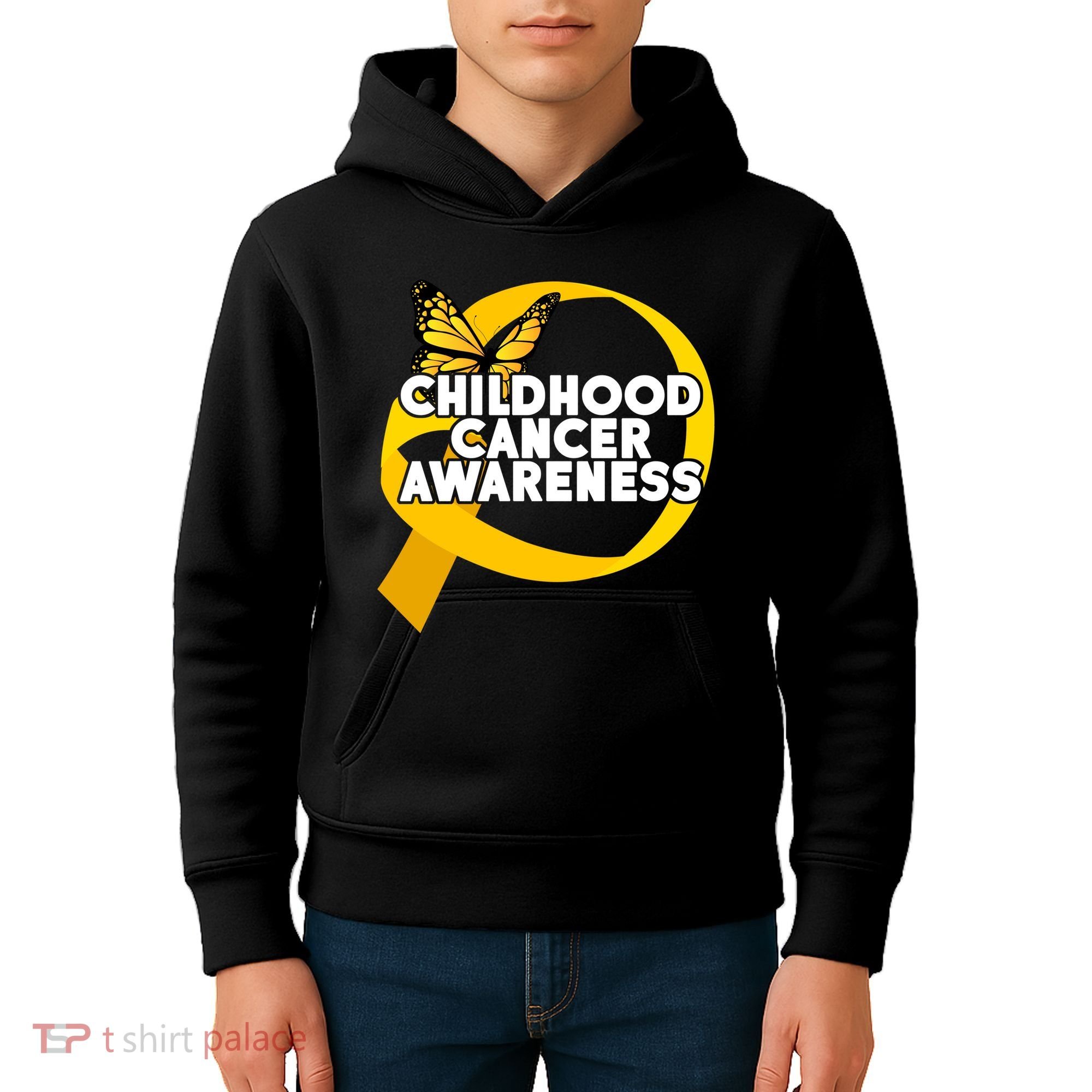 Childhood Cancer Awareness Butterfly Ribbon Kids Hoodie