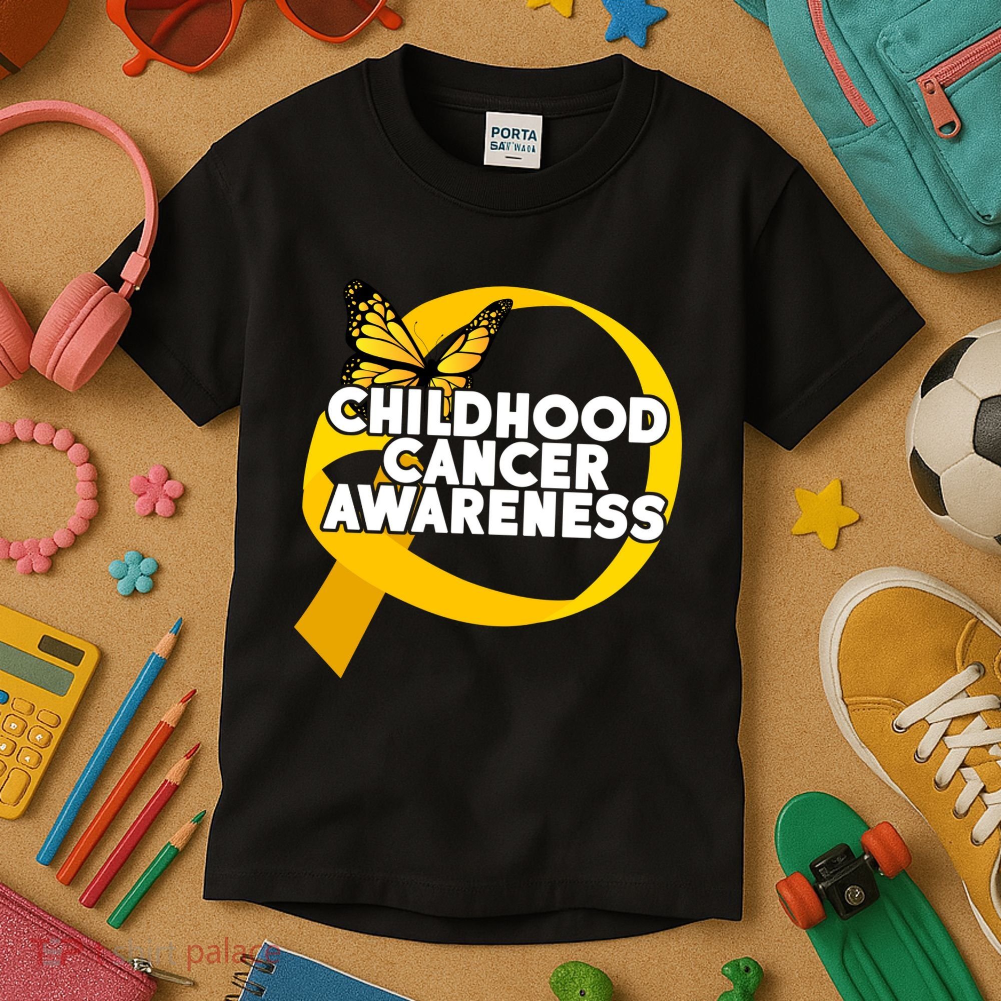 Childhood Cancer Awareness Butterfly Ribbon Kids T-Shirt