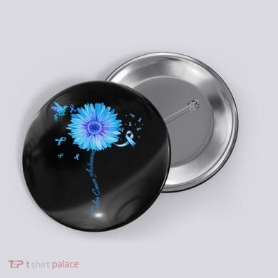 Colon Cancer Awareness Colorectal Blue Ribbon Sunflower Button