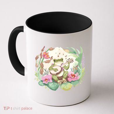 Cottage Core Aesthetic Frog Playing Banjo Guitar Vintage Coffee Mug