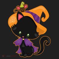 Cute Cat And Mouse Halloween Witch Women's Sweatshirt thumb 2