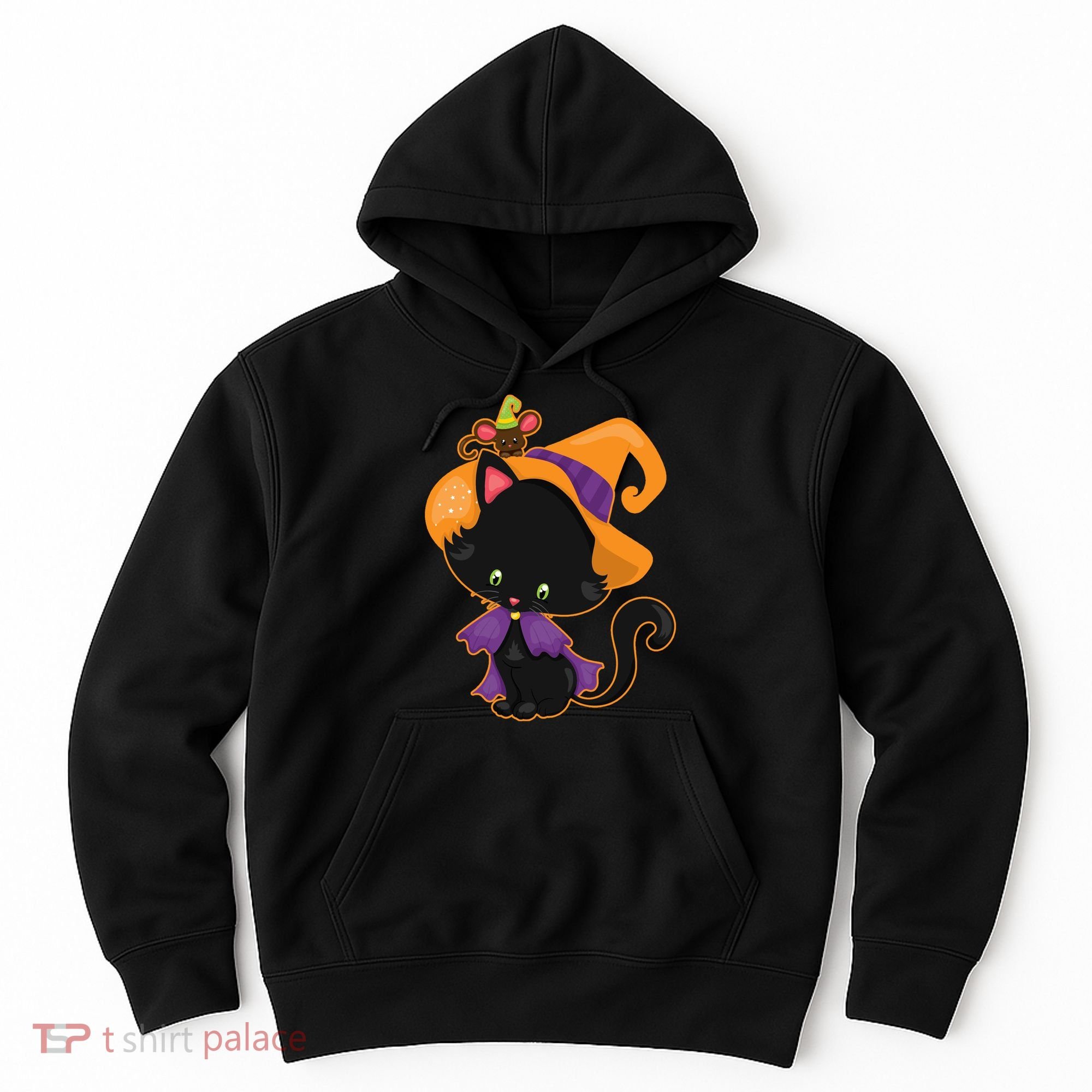 Cute Cat And Mouse Halloween Witch Hoodie