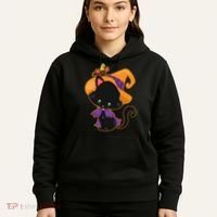 Cute Cat And Mouse Halloween Witch Hoodie thumb 5