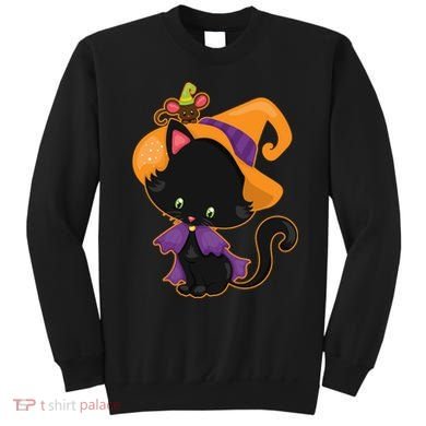 Cute Cat And Mouse Halloween Witch Sweatshirt