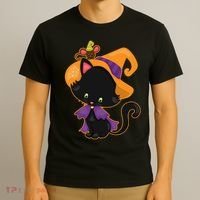 Cute Cat And Mouse Halloween Witch T-Shirt thumb 3
