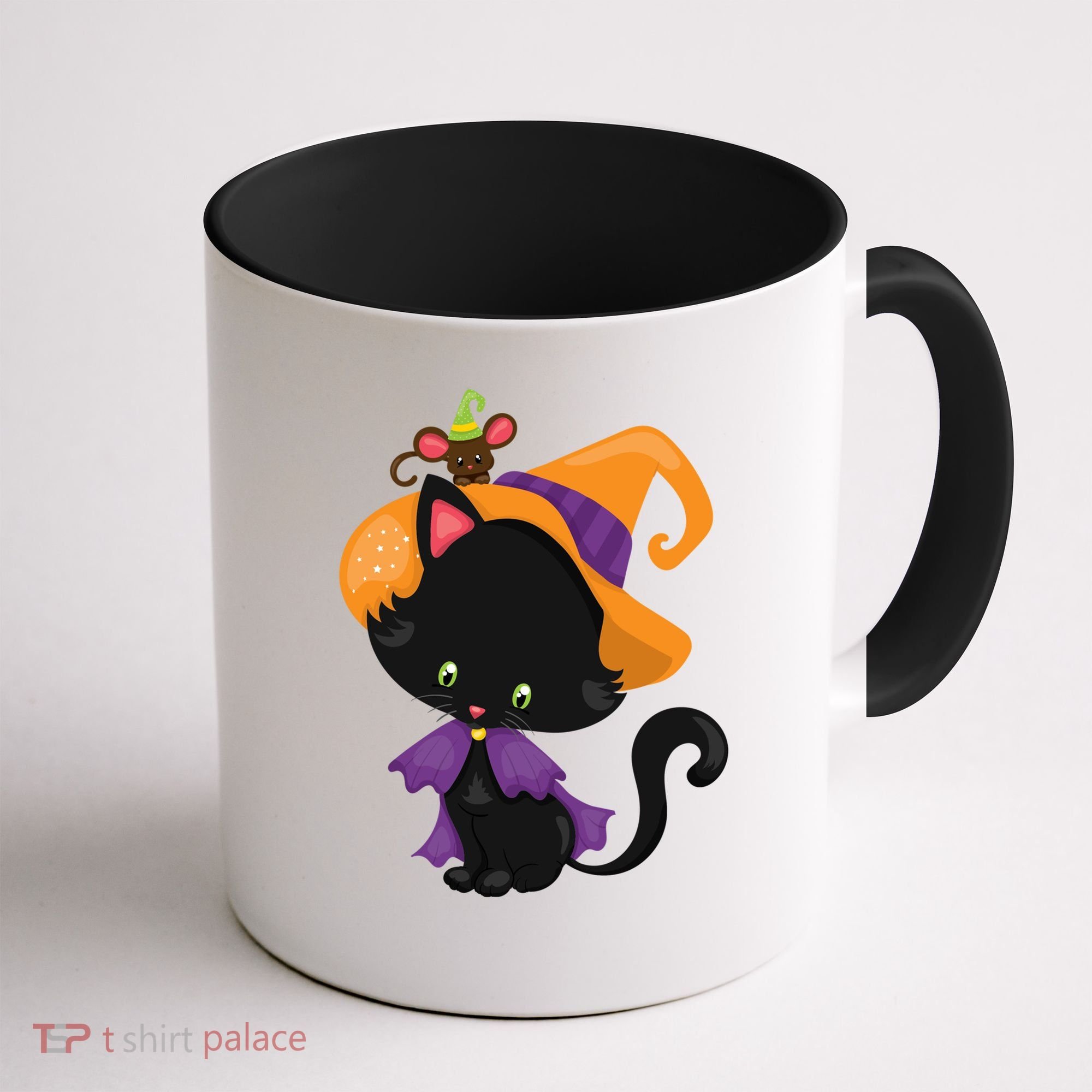 Cute Cat And Mouse Halloween Witch Coffee Mug