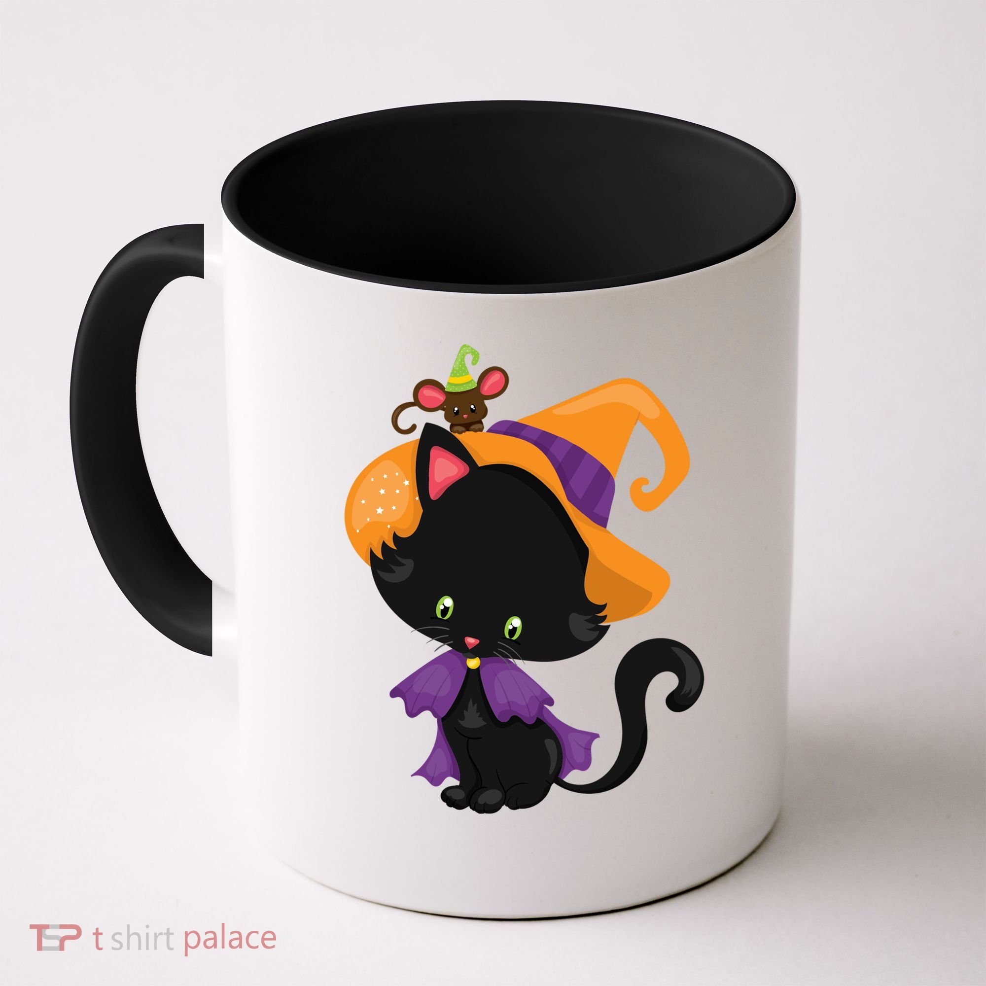 Cute Cat And Mouse Halloween Witch Coffee Mug