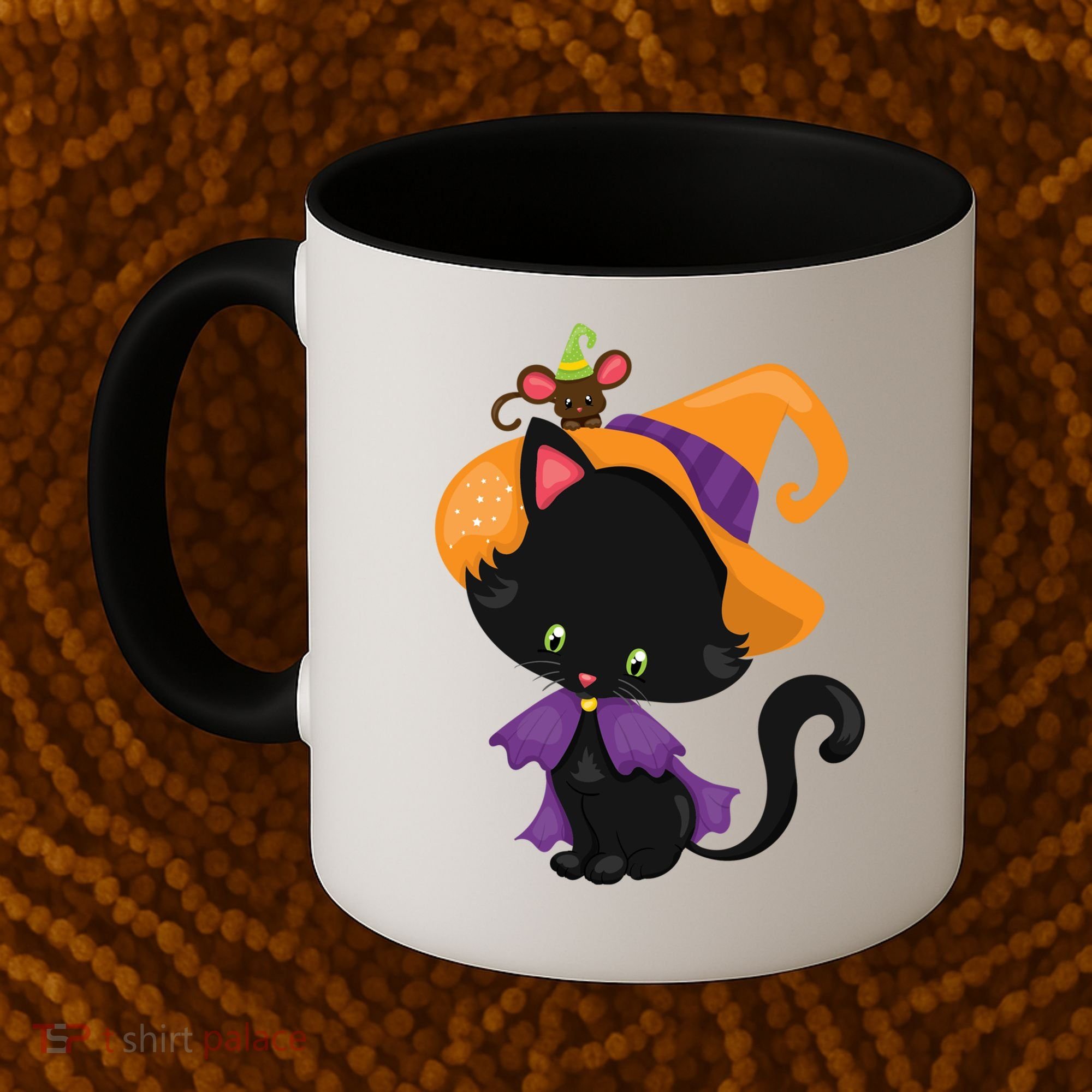 Cute Cat And Mouse Halloween Witch Coffee Mug